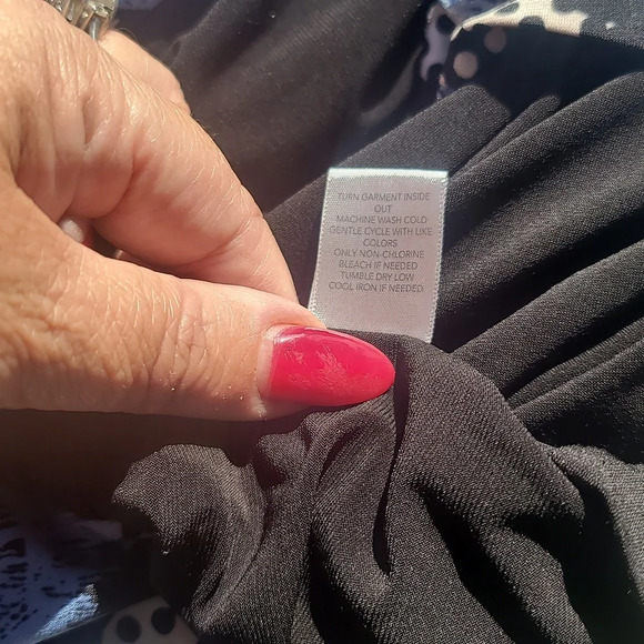 CHRISTOPHER & Banks xl double layer tank top black white blue leaves polka dots - Picture 4 of 6